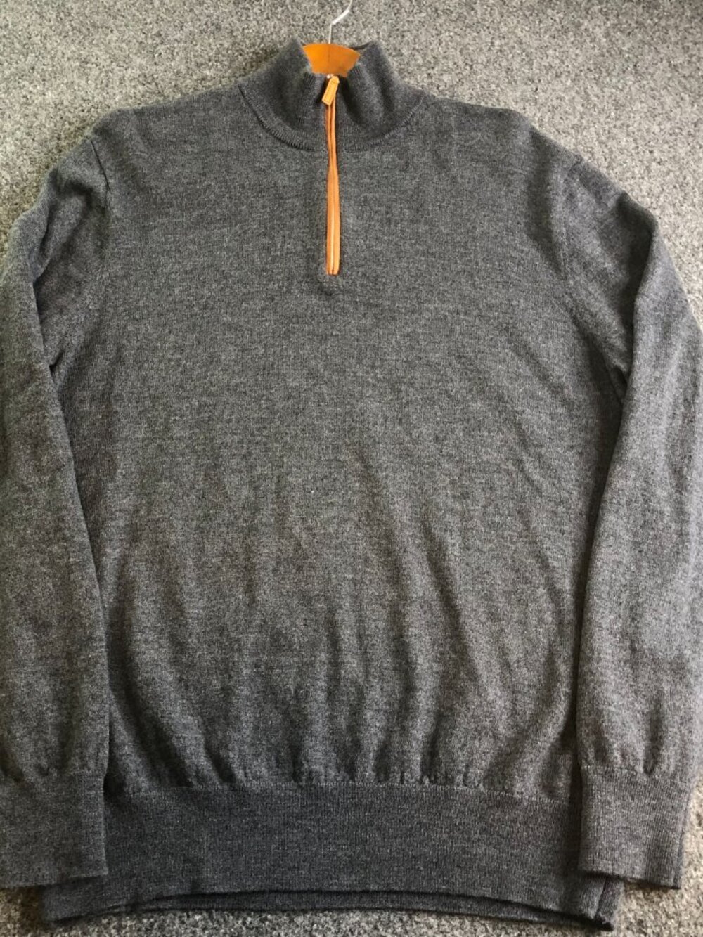 Collars & Co Pullover Sweater Mens XL Gray Australian Merino Wool 1/4 Zip - Picture 3 of 10